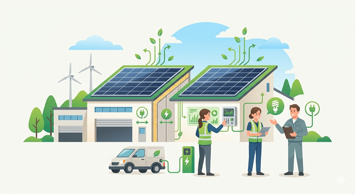 トップ画像（鹿角市脱炭素行動事業者認定制度イメージイラスト）