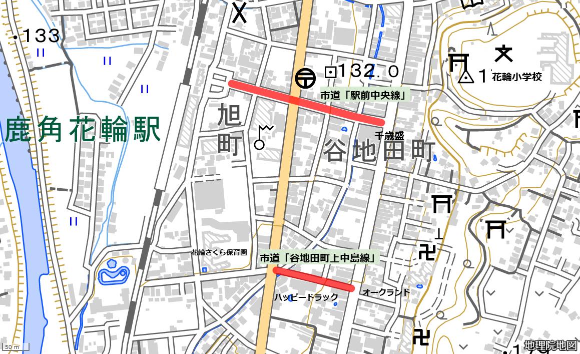 駅前中央線・谷地田町上中島線の区間